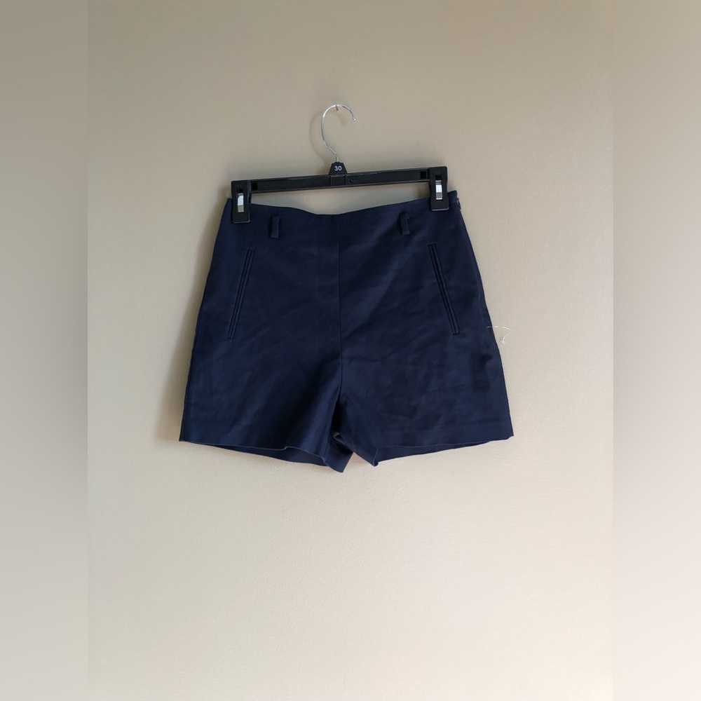 NWOT Zara Navy Blue High waisted Cotton shorts size XS